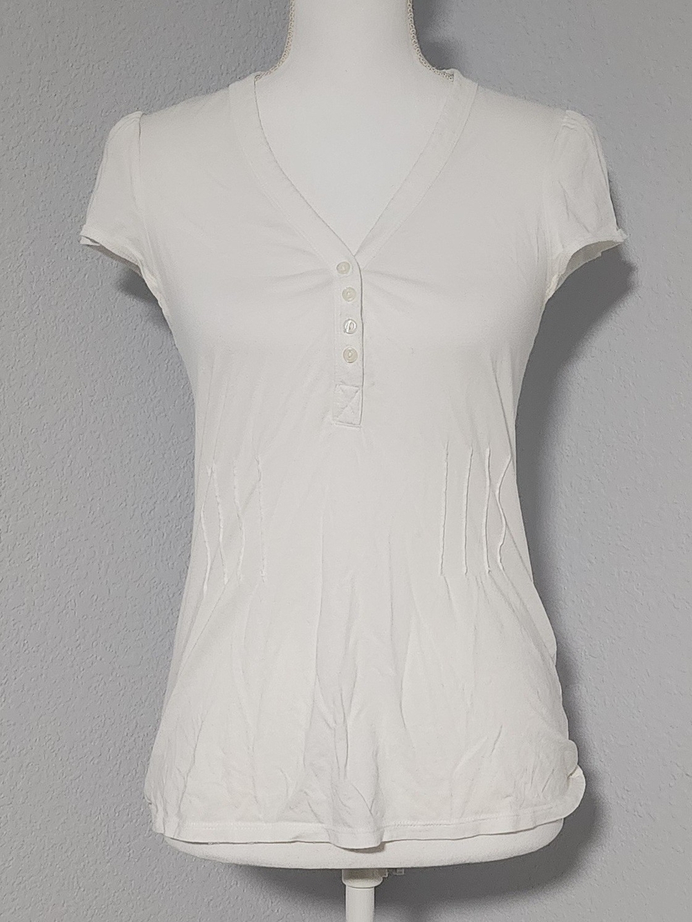 Vintage Y2K GAP Short Sleeve Blouse W/ Ruching Detail Womens Size Small
